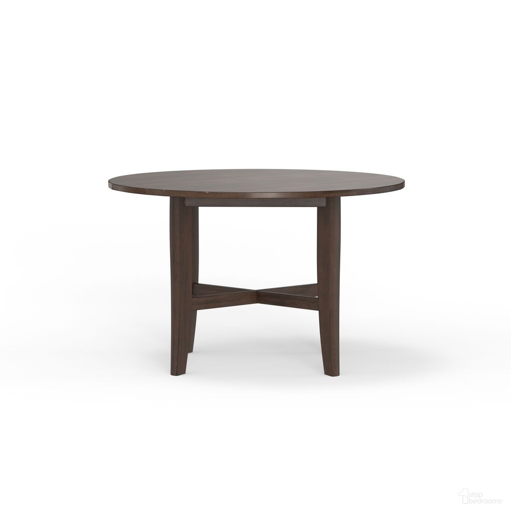 The appearance of Arendal Round Table In Burnished Dark Oak designed by Alpine in the modern / contemporary interior design. This burnished dark oak piece of furniture  was selected by 1StopBedrooms from Arendal Collection to add a touch of cosiness and style into your home. Sku: 5672-03. Table Base Style: Pedestal. Table Top Shape: Round. Size: 47". Material: Solid Rubberwood.