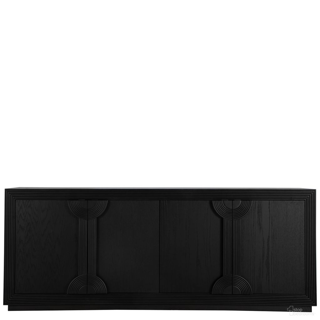 The appearance of Areo Sideboard In Brushed Black designed by Gabby in the transitional interior design. This brushed black piece of furniture  was selected by 1StopBedrooms from Areo Collection to add a touch of cosiness and style into your home. Sku: SCH-175409. Material: Oak Veneer.