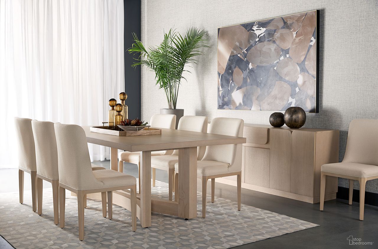 Arezza 90.5 Inch Arezza Dining Room Set In Light Wash and Brown