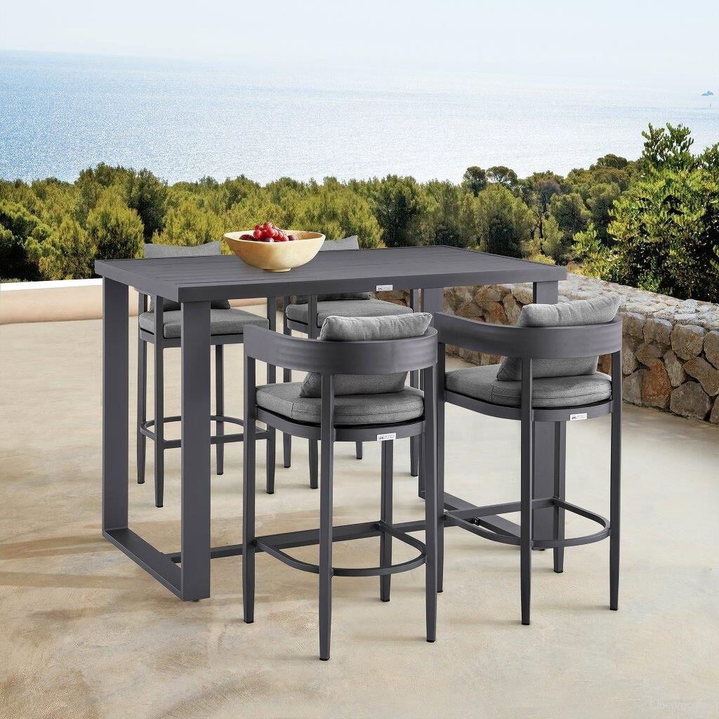 Argiope Outdoor Patio Bar Table Set In Dark Grey
