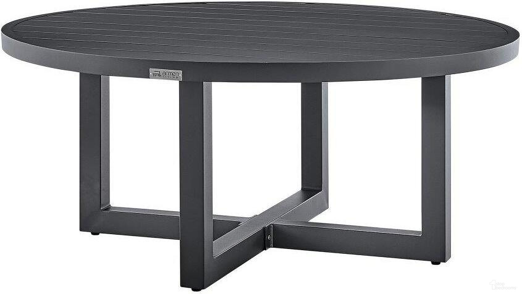 The appearance of Argiope Outdoor Patio Round Coffee Table In Grey Aluminum designed by Armen Living in the modern / contemporary interior design. This grey piece of furniture was selected by 1StopBedrooms from Argiope Collection to add a touch of cosiness and style into your home. Sku: 840254332560. Table Top Shape: Round. Material: Aluminum.