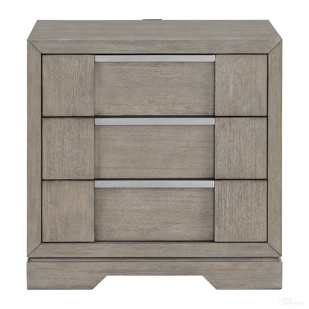 The appearance of Argo 3-Drawer Nightstand with USB In Grey designed by Picket House in the modern / contemporary interior design. This grey piece of furniture was selected by 1StopBedrooms from Argo Collection to add a touch of cosiness and style into your home. Sku: B-9770-3-NS. Material: Oak.