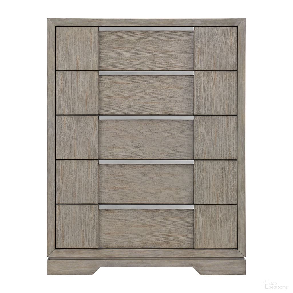 The appearance of Argo 5-Drawer Chest In Grey designed by Picket House in the modern / contemporary interior design. This grey piece of furniture was selected by 1StopBedrooms from Argo Collection to add a touch of cosiness and style into your home. Sku: B-9770-3-CH. Material: Oak.