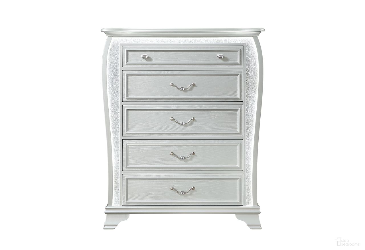 The appearance of Aria Chest with LED In Silver designed by Global Furniture USA in the modern / contemporary interior design. This silver piece of furniture was selected by 1StopBedrooms from Aria Collection to add a touch of cosiness and style into your home. Sku: ARIA-SILVER-CH W/LED. Material: MDF.