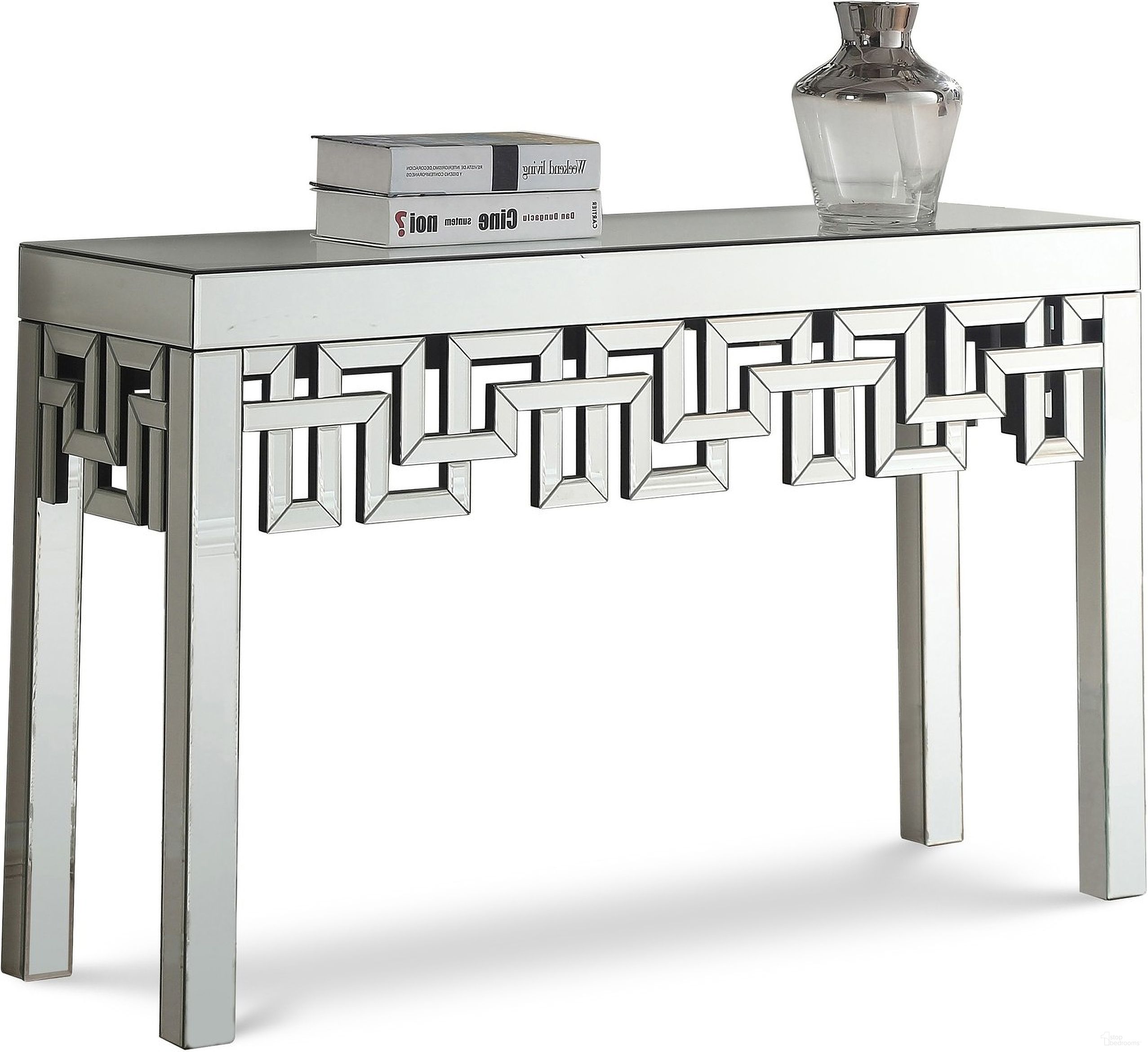 The appearance of Aria Console Table In Silver designed by Meridian in the modern / contemporary interior design. This silver piece of furniture was selected by 1StopBedrooms from Aria Collection to add a touch of cosiness and style into your home. Sku: 412-T. Material: Wood.