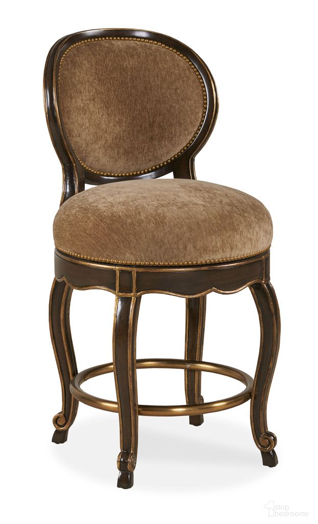 The appearance of Aria Counter Stool In Lush Fawn and Aria Brown designed by Maitland-Smith in the transitional interior design. This lush fawn/aria brown piece of furniture was selected by 1StopBedrooms from Maitland Smith Collection to add a touch of cosiness and style into your home. Sku: 88-0147. Material: Mahogany.