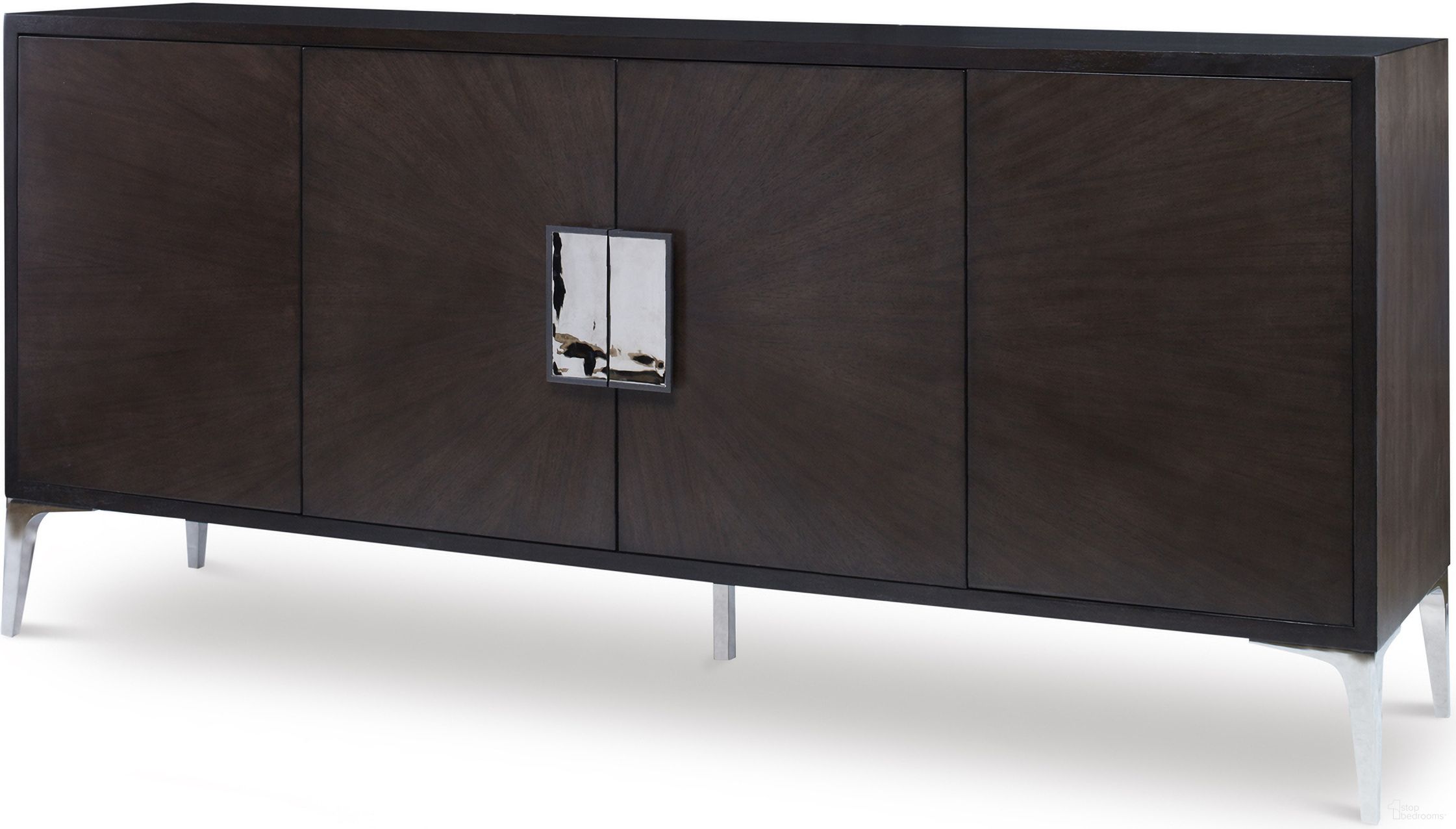 The appearance of Aria Credenza In Brownstone designed by Century Furniture in the modern / contemporary interior design. This brownstone piece of furniture was selected by 1StopBedrooms from Aria Collection to add a touch of cosiness and style into your home. Sku: C6H-405. Material: Walnut Veneer.