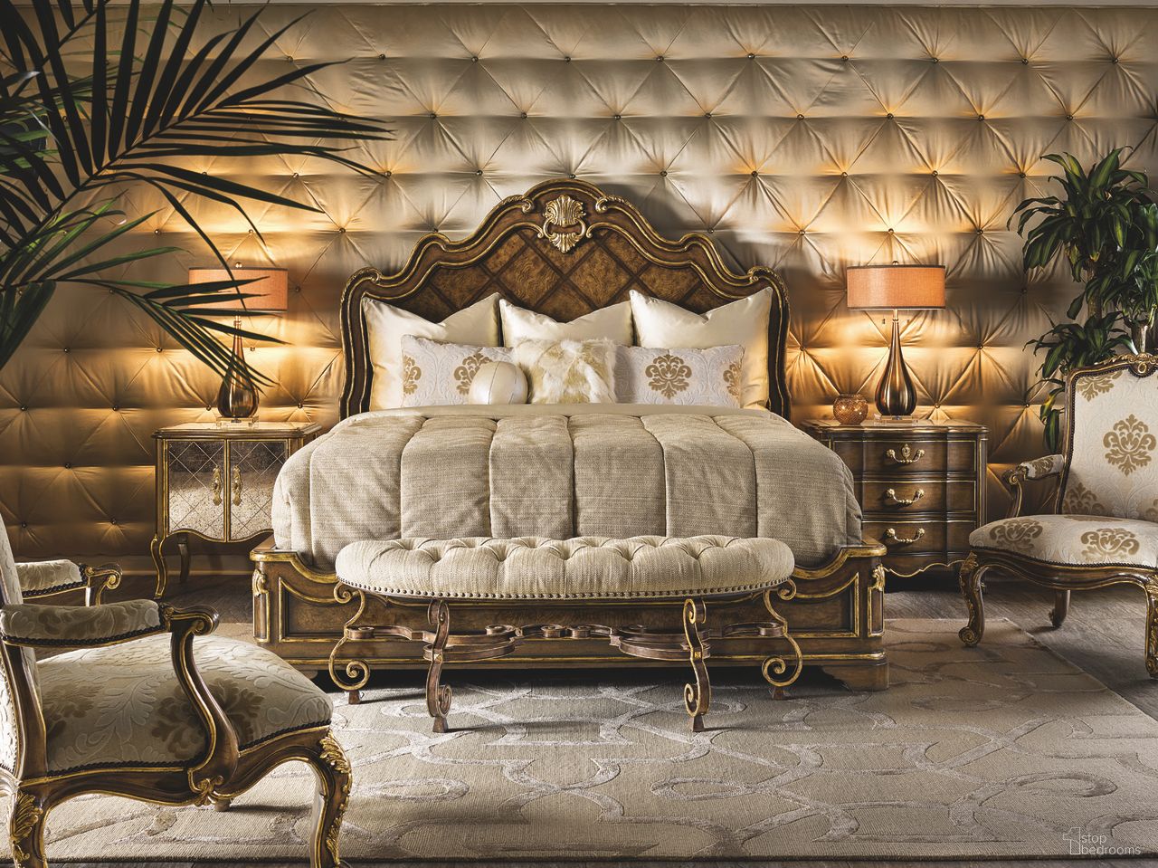 The appearance of Aria Panel Bedroom Set In Aria Brown and Metal designed by Maitland-Smith in the modern / contemporary interior design. This aria brown/metal piece of furniture was selected by 1StopBedrooms from Maitland Smith Collection to add a touch of cosiness and style into your home. Sku: 88-0111;88-0112. Bed Size: King. Material: Mahogany.