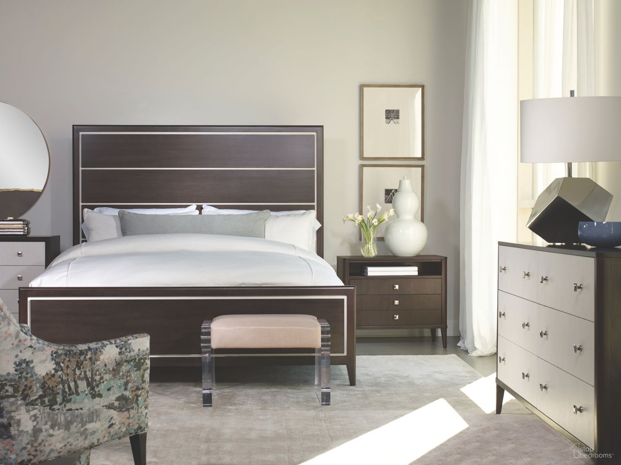 The appearance of Aria Wood Panel Bedroom Set In Brownstone designed by Century Furniture in the transitional interior design. This brownstone piece of furniture  was selected by 1StopBedrooms from Aria Collection to add a touch of cosiness and style into your home. Sku: C6C-145F;C6C-145H;C6C-145R;C6C-225. Bed Size: California King. Material: Beech Solid Wood.