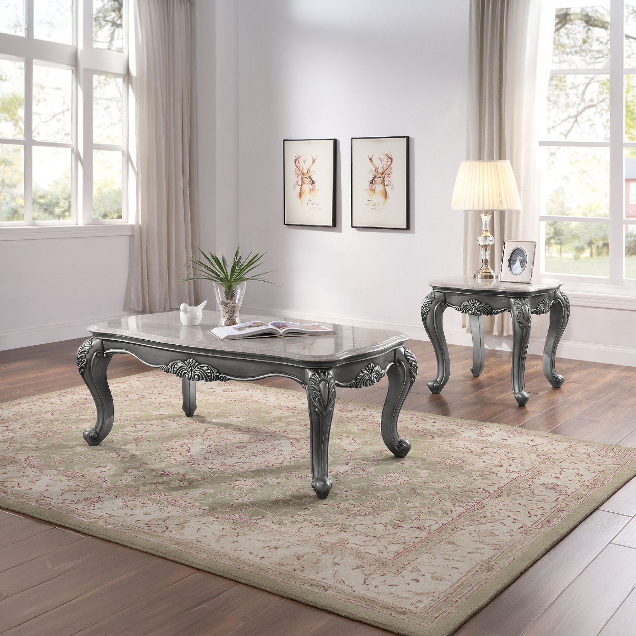 The appearance of Ariadne Occasional Table Set In Platinum designed by ACME in the transitional interior design. This platinum piece of furniture  was selected by 1StopBedrooms from Ariadne Collection to add a touch of cosiness and style into your home. Sku: 85345;85347. Material: Wood.