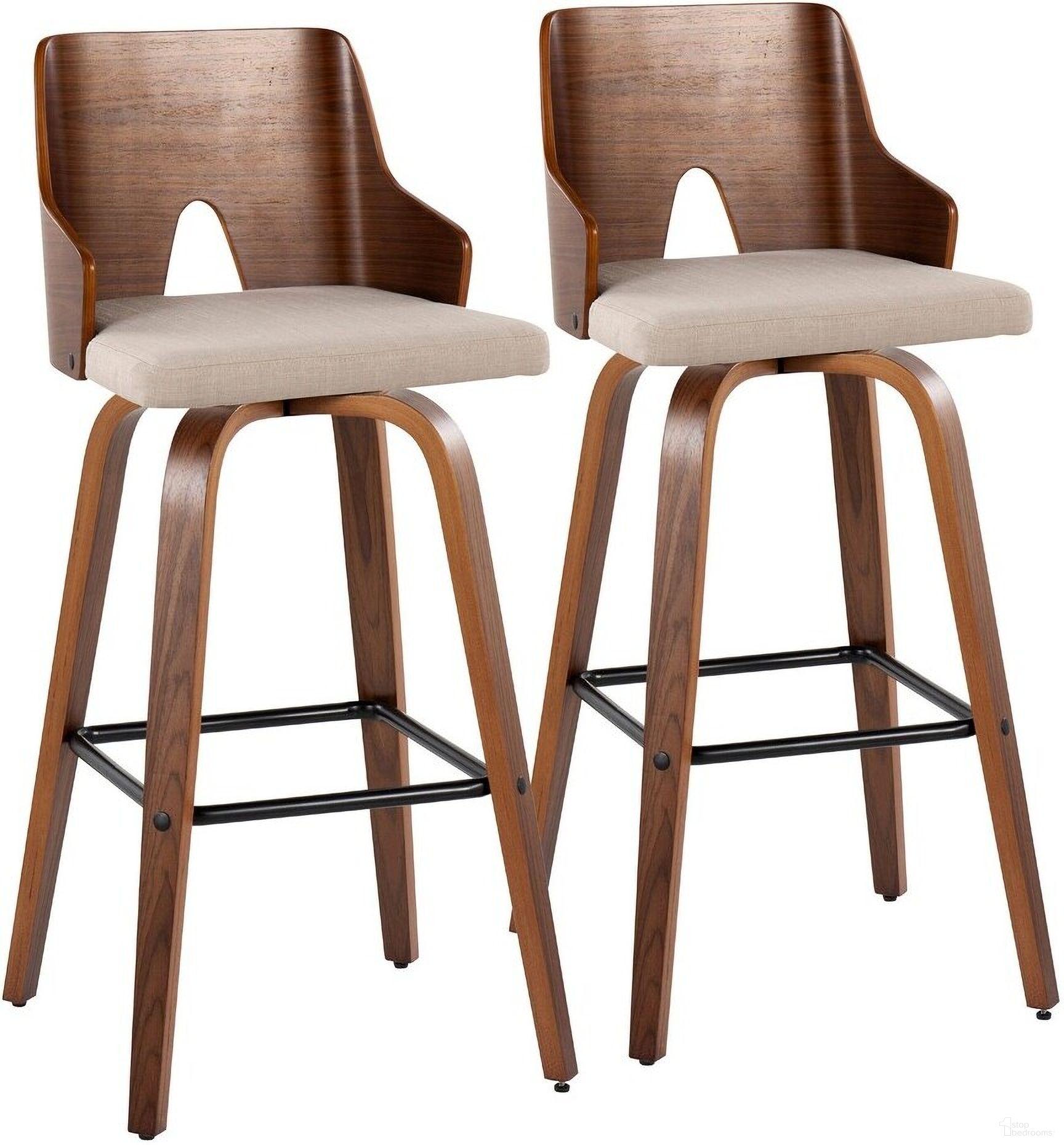 The appearance of Ariana 30 Inch Fixed Height Barstool Set of 2 In Beige designed by Lumisource in the transitional interior design. This beige piece of furniture was selected by 1StopBedrooms from Ariana Collection to add a touch of cosiness and style into your home. Sku: B30-ARIA-GRTZX2 WLWLBG2. Material: Wood.
