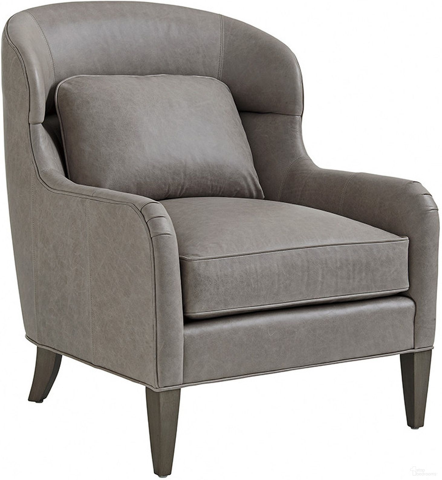The appearance of Ariana Chaffery Leather Chair designed by Lexington in the modern / contemporary interior design. This gray piece of furniture was selected by 1StopBedrooms from Ariana Collection to add a touch of cosiness and style into your home. Sku: LL7648-11-40. Material: Leather.