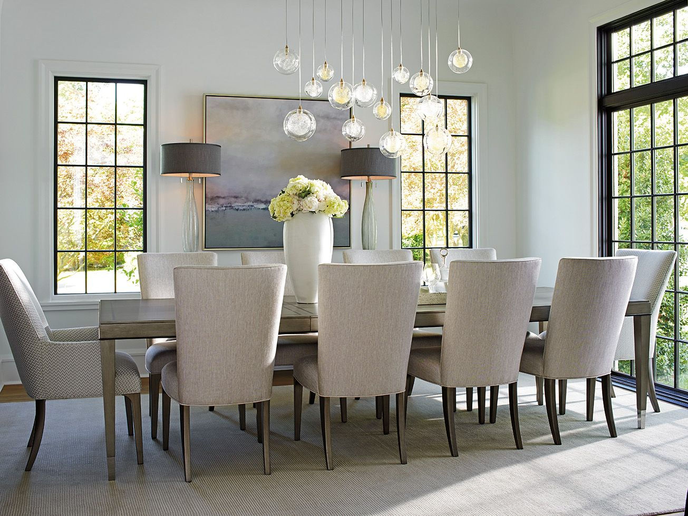 The appearance of Ariana Chateau Extendable Rectangular Dining Room Set designed by Lexington in the modern / contemporary interior design. This platinum piece of furniture  was selected by 1StopBedrooms from Ariana Collection to add a touch of cosiness and style into your home. Sku: 732-877;732-880-01. Table Base Style: Legs. Material: Marble. Table Top Shape: Rectangular. Size: 44" x 80".