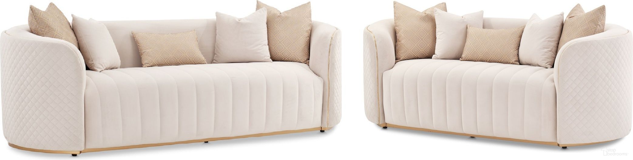The appearance of Ariana Living Room Set In Gold Beige designed by Michael Amini in the transitional interior design. This gold beige piece of furniture was selected by 1StopBedrooms from Ariana Collection to add a touch of cosiness and style into your home. Sku: LFR-ARNA815-BGE-806;LFR-ARNA825-BGE-806. Material: Wood.