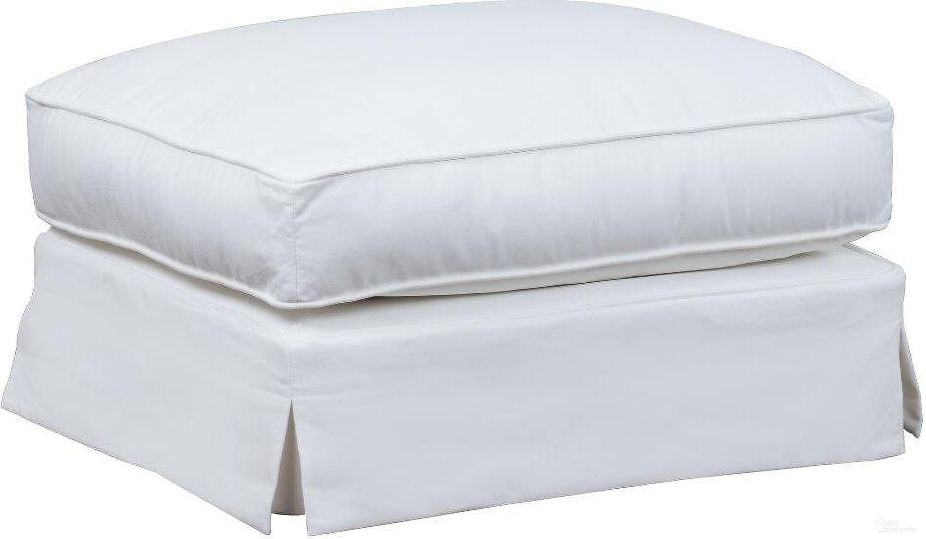 The appearance of Ariana White Slipcovered Ottoman designed by Sunset Trading in the country / farmhouse interior design. This white piece of furniture  was selected by 1StopBedrooms from Ariana Collection to add a touch of cosiness and style into your home. Sku: SU-78330-81. Material: Wood.