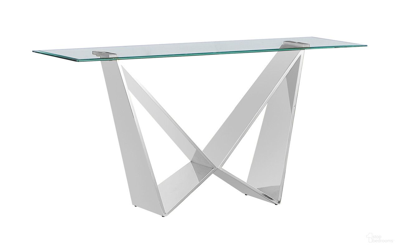The appearance of Arie Console Table In 10mm Clear Tempered Glass and Stainless Steel designed by Best Quality Furniture in the modern / contemporary interior design. This glass and stainless steel piece of furniture  was selected by 1StopBedrooms from Arie Collection to add a touch of cosiness and style into your home. Sku: CT402-T;CT402-B. Material: Glass.
