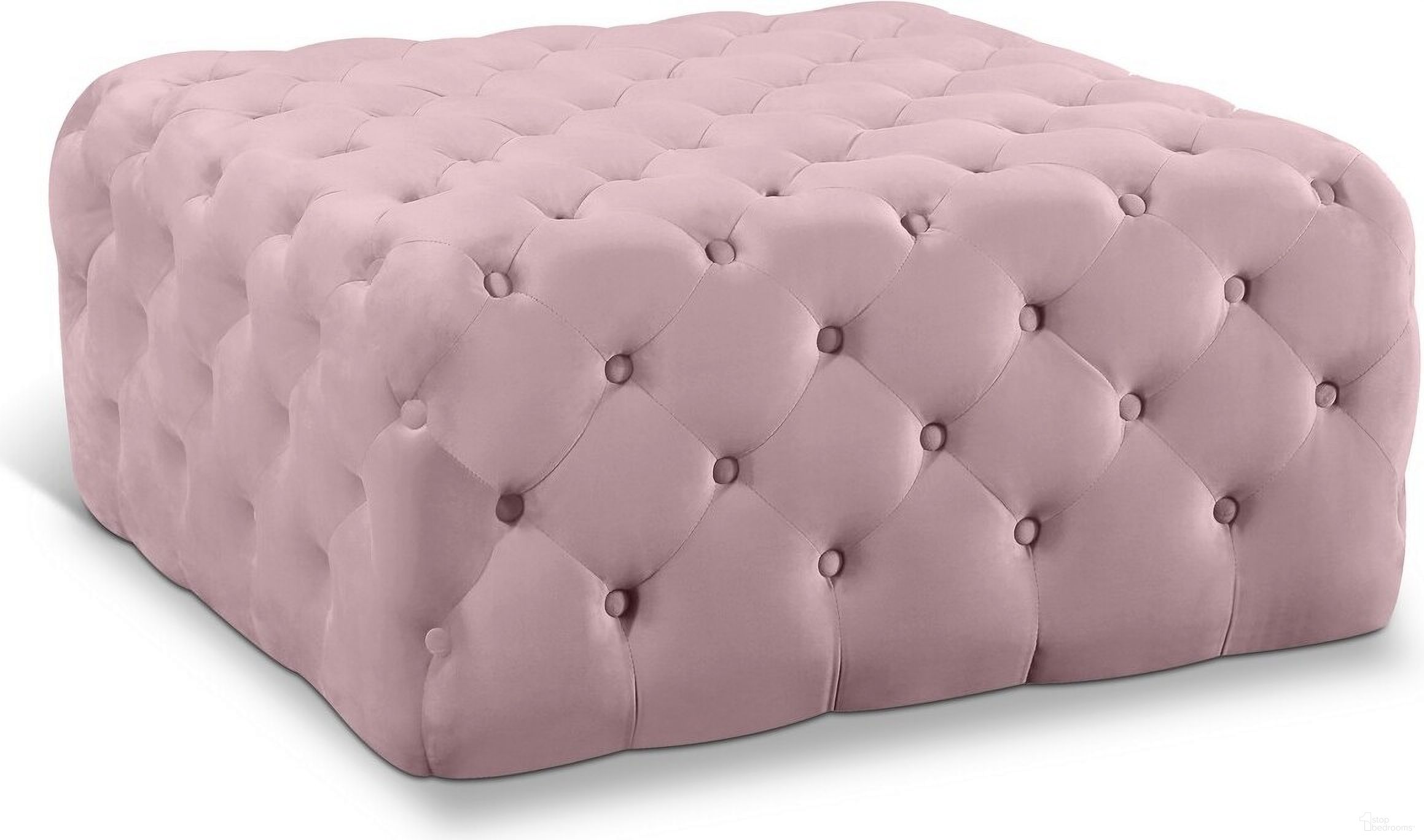 Ariel Velvet Ottoman/Bench In Pink