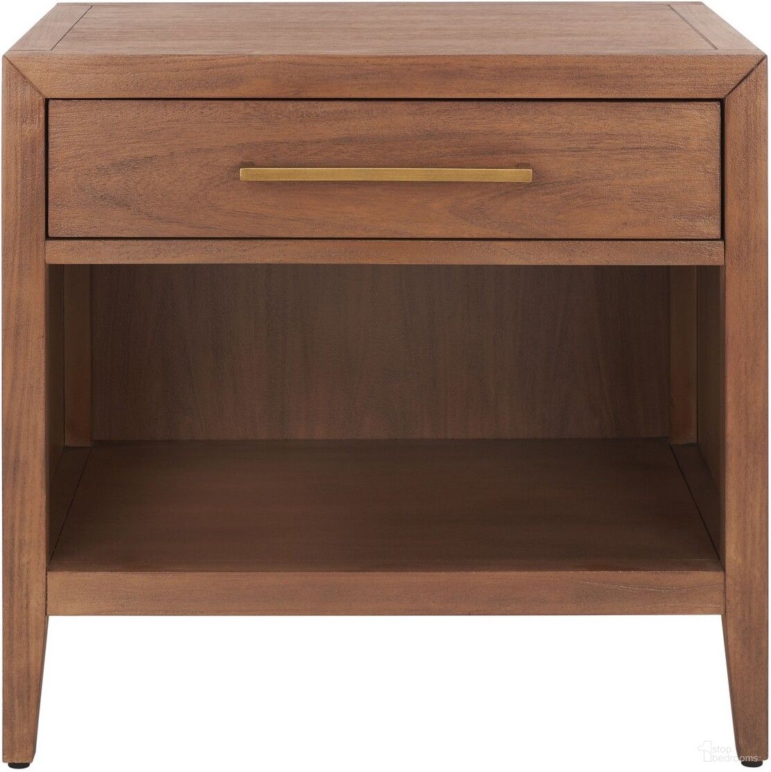 The appearance of Ariella 1 Drawer Wood Nightstand In Brown designed by Safavieh Couture in the transitional interior design. This brown piece of furniture was selected by 1StopBedrooms from Ariella Collection to add a touch of cosiness and style into your home. Sku: SFV7702A. Material: Wood.
