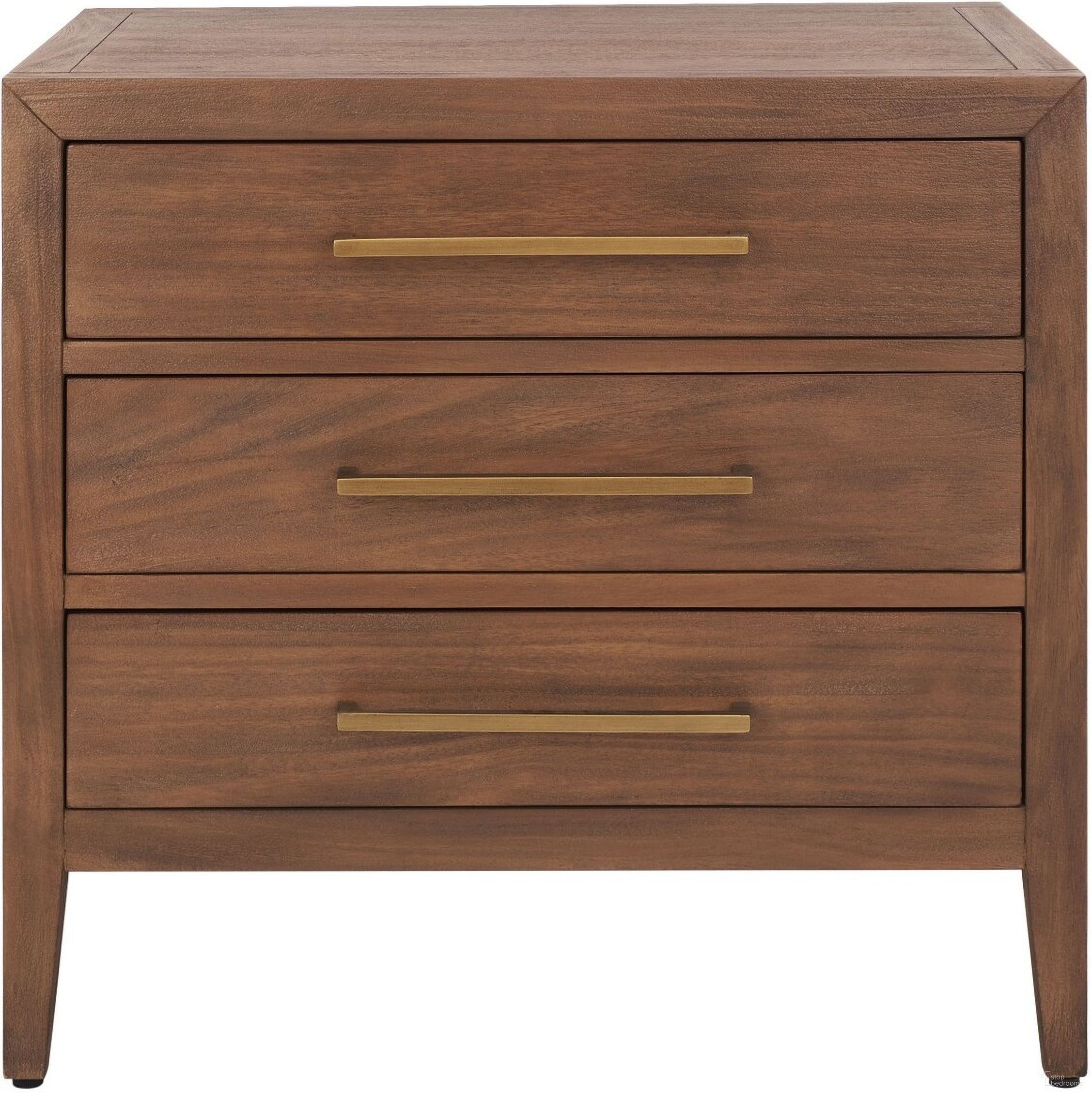 Ariella 3 Drawer Wood Nightstand In Brown