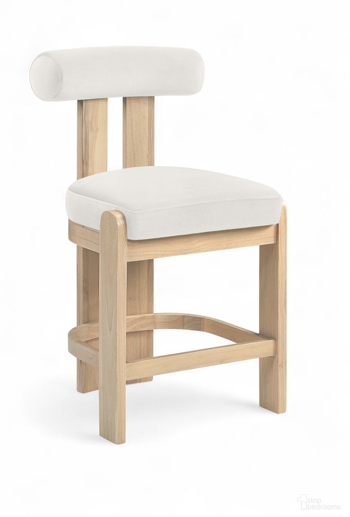 Arienzo Velvet Performance Fabric Upholstered Counter Stool Set of 2 In Cream