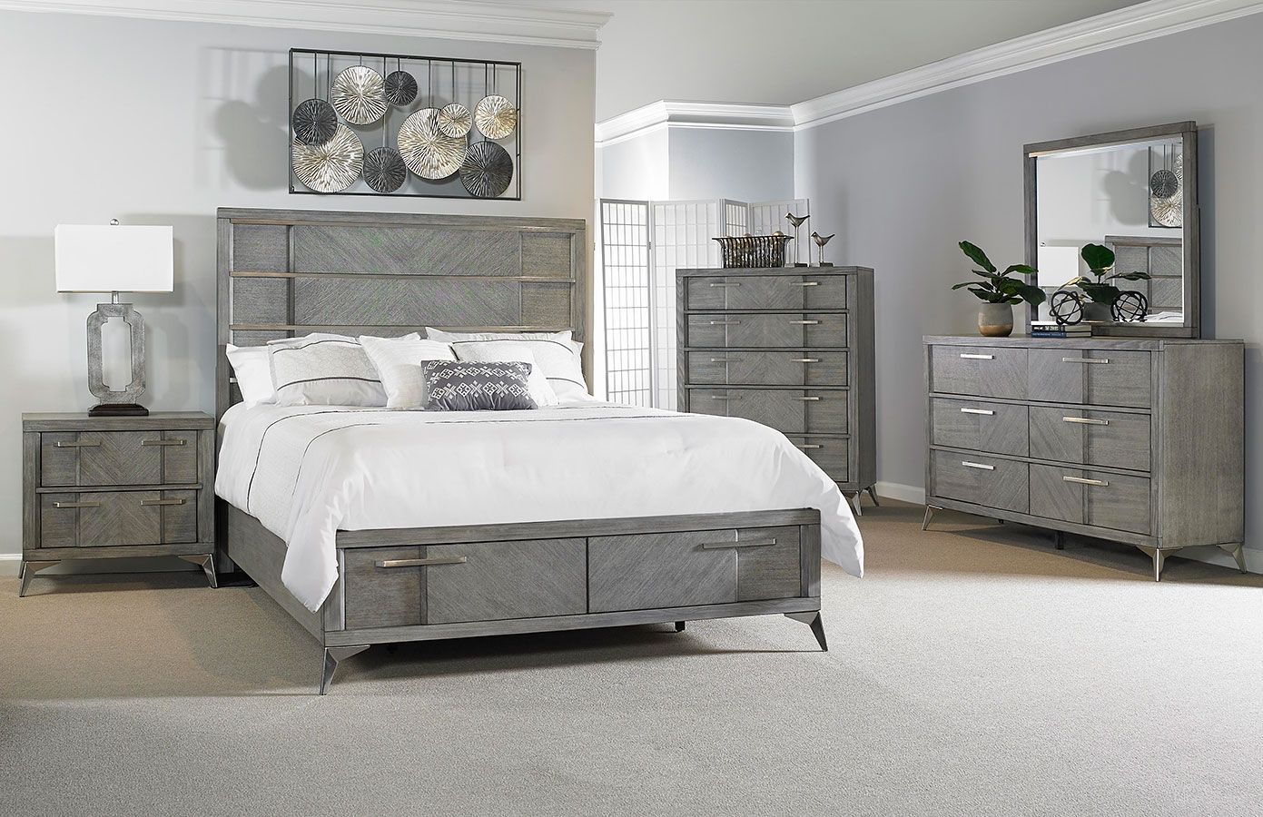 Aries Bedroom Set In Gray