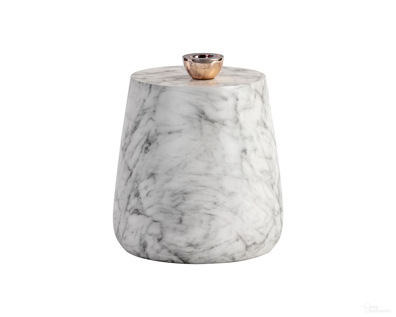 Aries Marble Look End Table In White