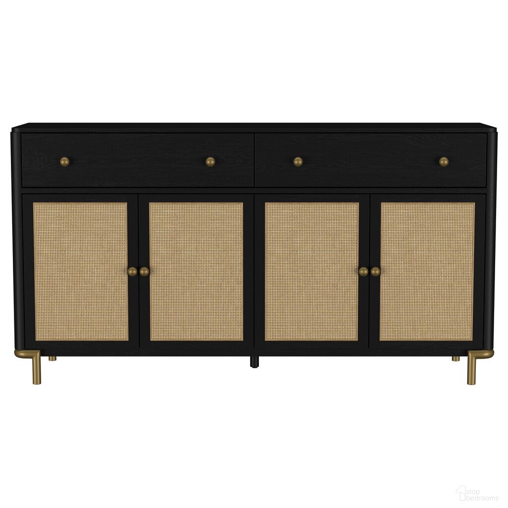 Arini 2-Drawer Cane Door Dining Sideboard Server In Black