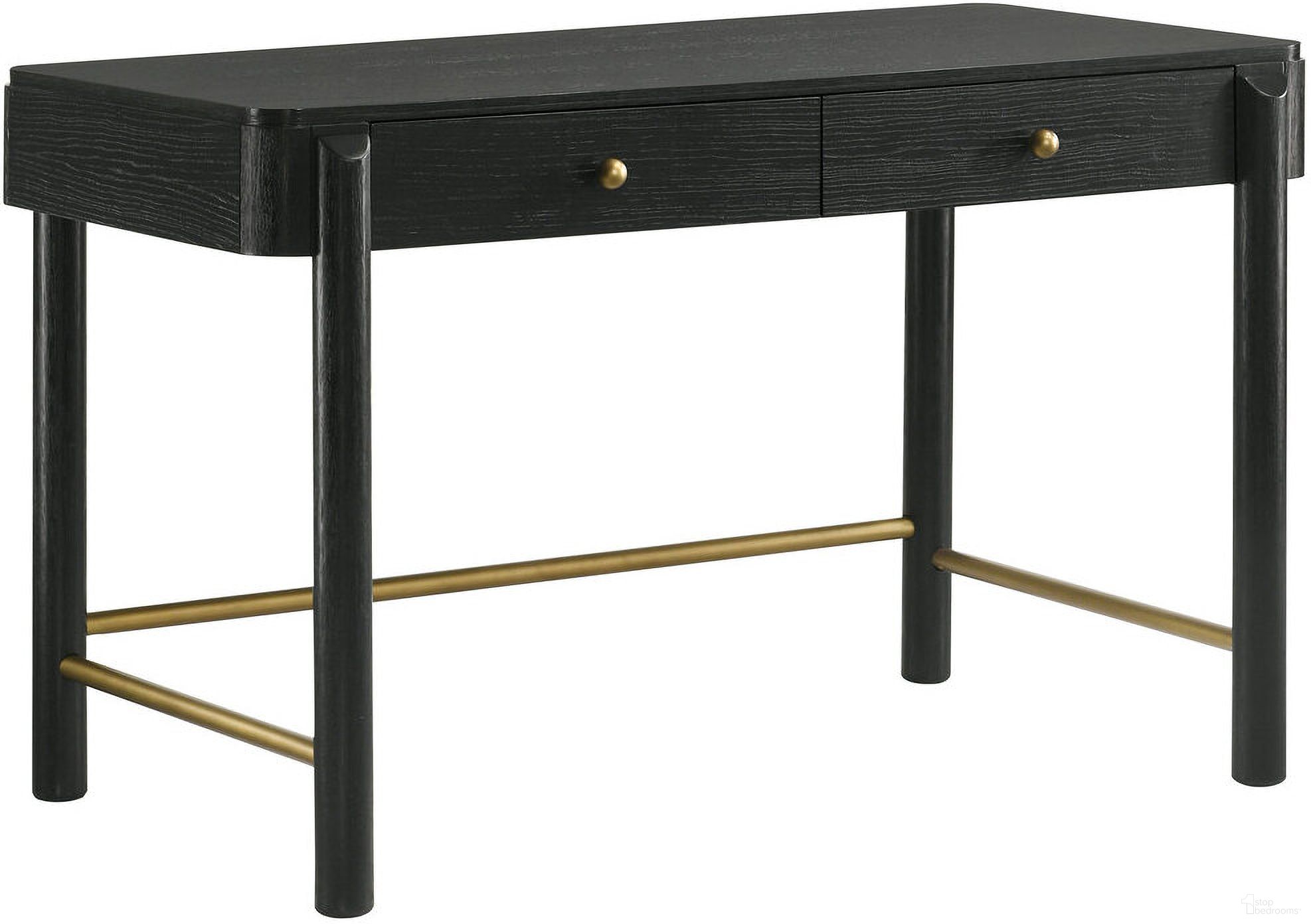 The appearance of Arini 2-drawer Vanity Desk Makeup Table Black designed by Coaster in the coastal interior design. This black piece of furniture was selected by 1StopBedrooms from Arini Collection to add a touch of cosiness and style into your home. Sku: 224337. Material: Wood.