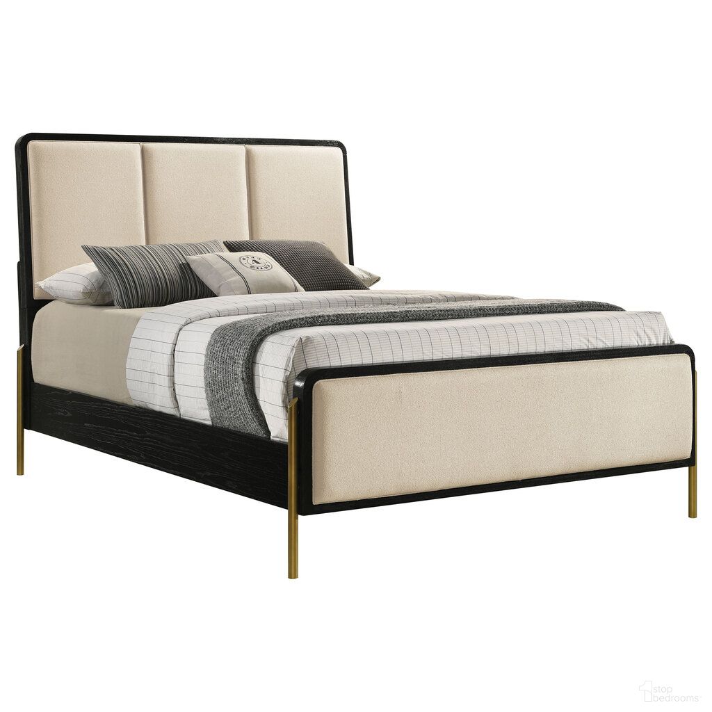 Arini 56 Inch Queen Panel Bed In Cream and Black