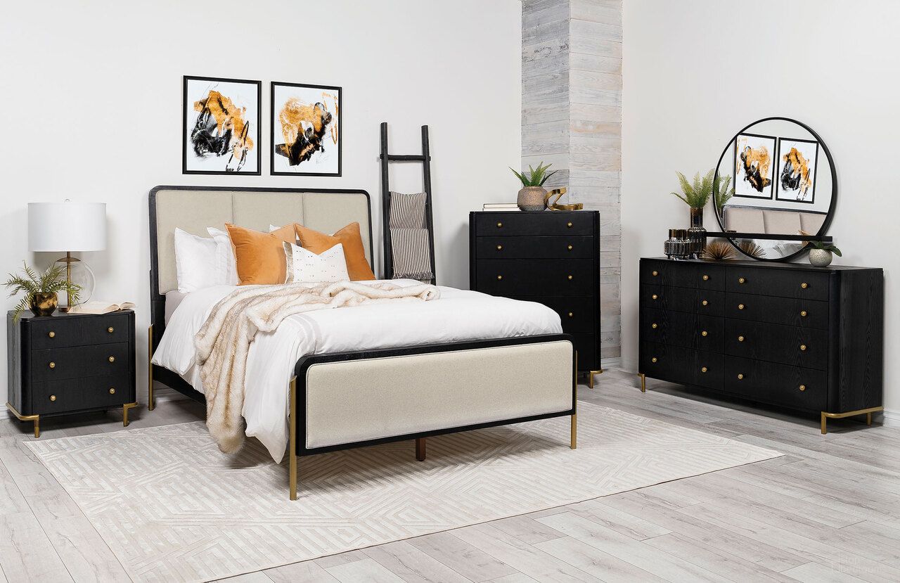 Arini Panel Bedroom Set In Cream and Black