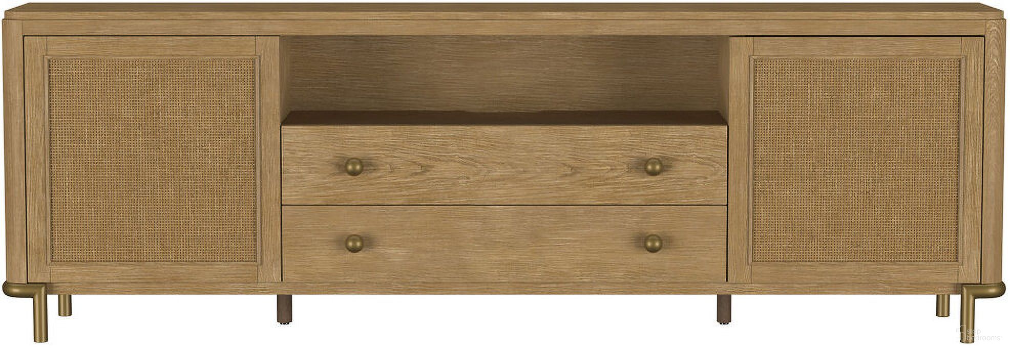 The appearance of Arini Rattan Cane 2-Door TV Stand Media Console In Sand Wash and Natural designed by Coaster in the coastal interior design. This sand wash/natural piece of furniture was selected by 1StopBedrooms from Arini Collection to add a touch of cosiness and style into your home. Sku: 720253. Material: Metal.
