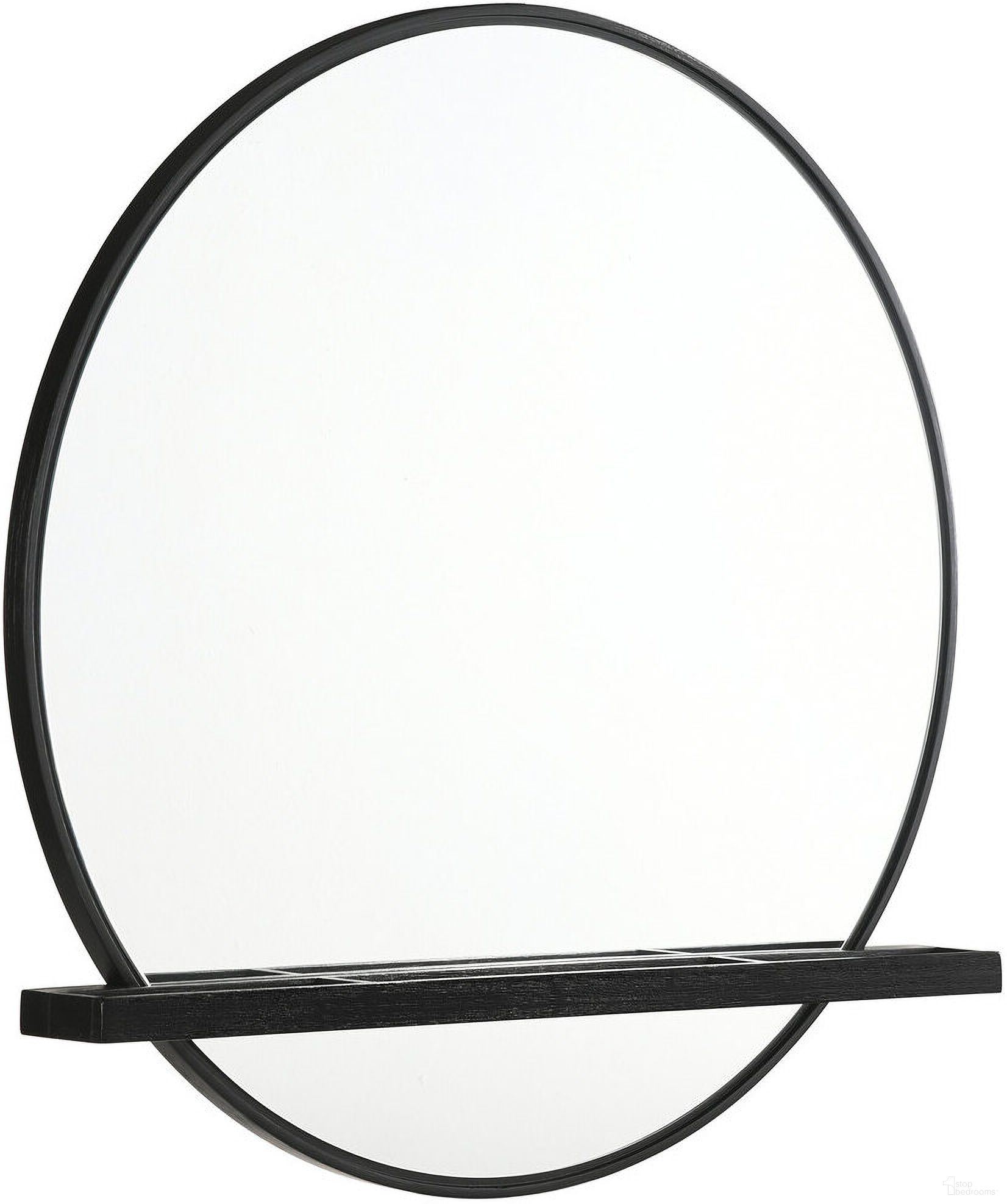 The appearance of Arini Round Dresser Mirror with Shelf Black designed by Coaster in the coastal interior design. This black piece of furniture  was selected by 1StopBedrooms from Arini Collection to add a touch of cosiness and style into your home. Sku: 224334. Material: Wood.