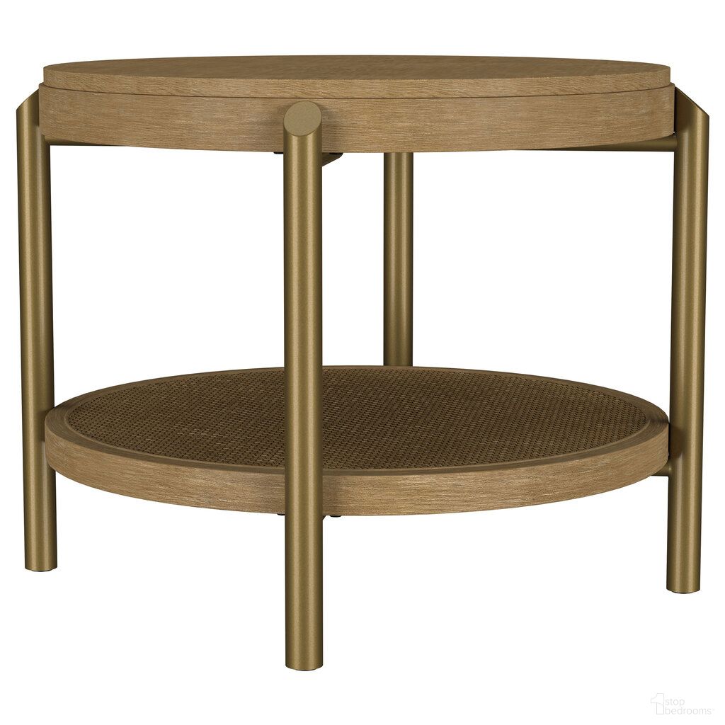 The appearance of Arini Round End Side Table with Storage Shelf In Sand Wash and Natural designed by Coaster in the coastal interior design. This sand wash/natural piece of furniture was selected by 1StopBedrooms from Arini Collection to add a touch of cosiness and style into your home. Sku: 706187. Material: MDF.