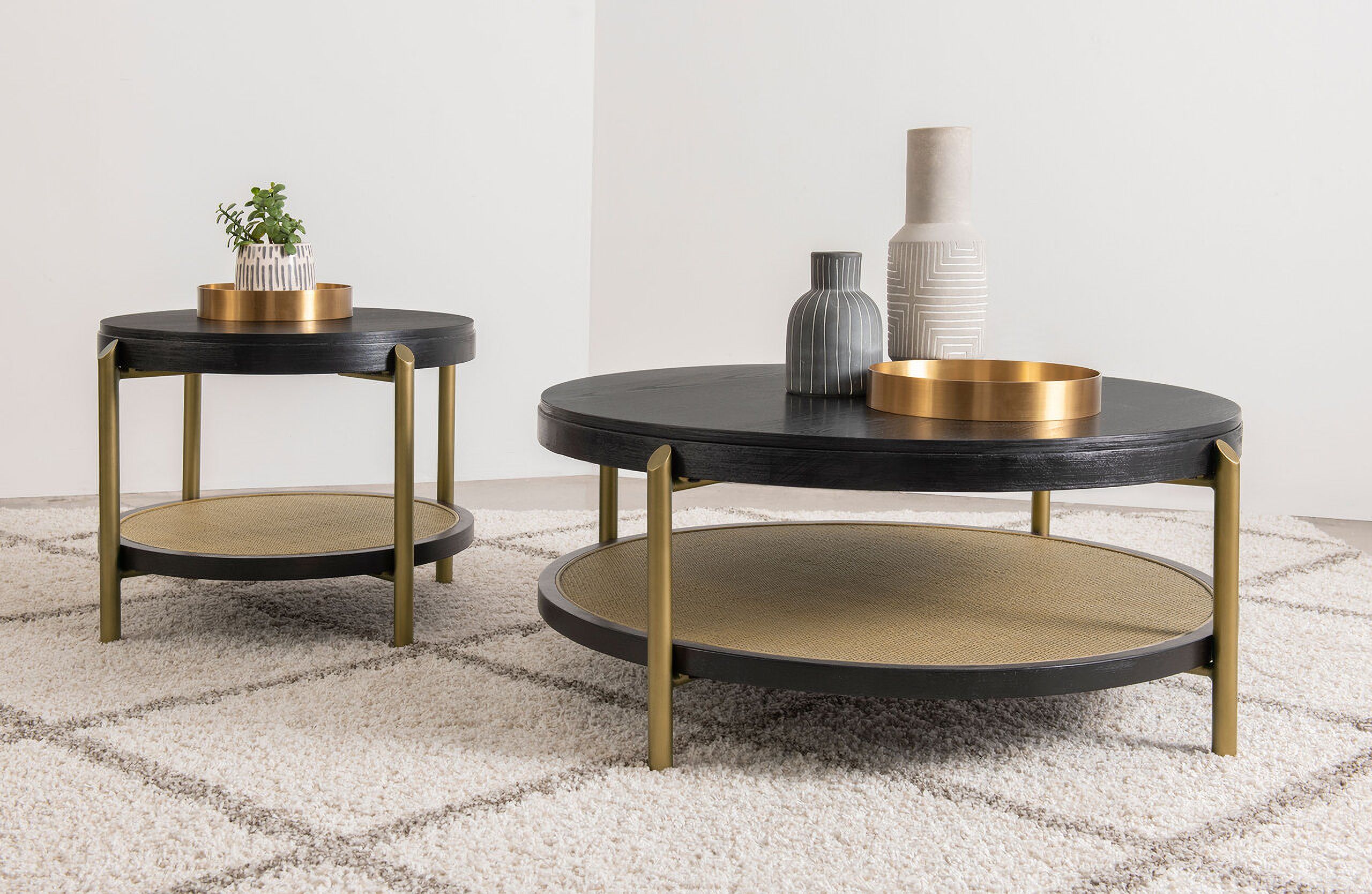 The appearance of Arini Round Occasional Table Set In Natural and Black designed by Coaster in the coastal interior design. This natural/black piece of furniture was selected by 1StopBedrooms from Arini Collection to add a touch of cosiness and style into your home. Sku: 706198;706197. Material: Ash Veneer.