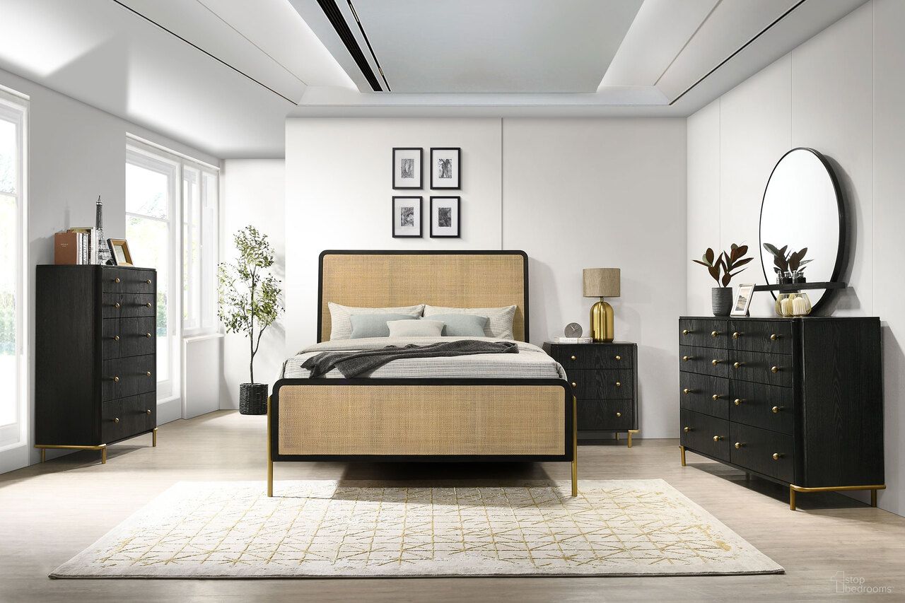Arini Woven Rattan Bedroom Set In Black and Natural