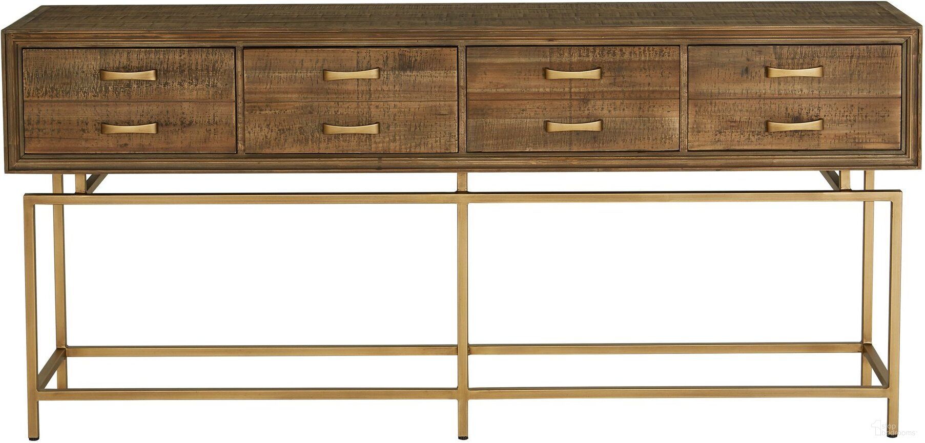 The appearance of Aristocrat Natural Console Table designed by Moes Home in the transitional interior design. This brown piece of furniture  was selected by 1StopBedrooms from Aristocrat Collection to add a touch of cosiness and style into your home. Sku: VL-1027-24. Material: Wood.