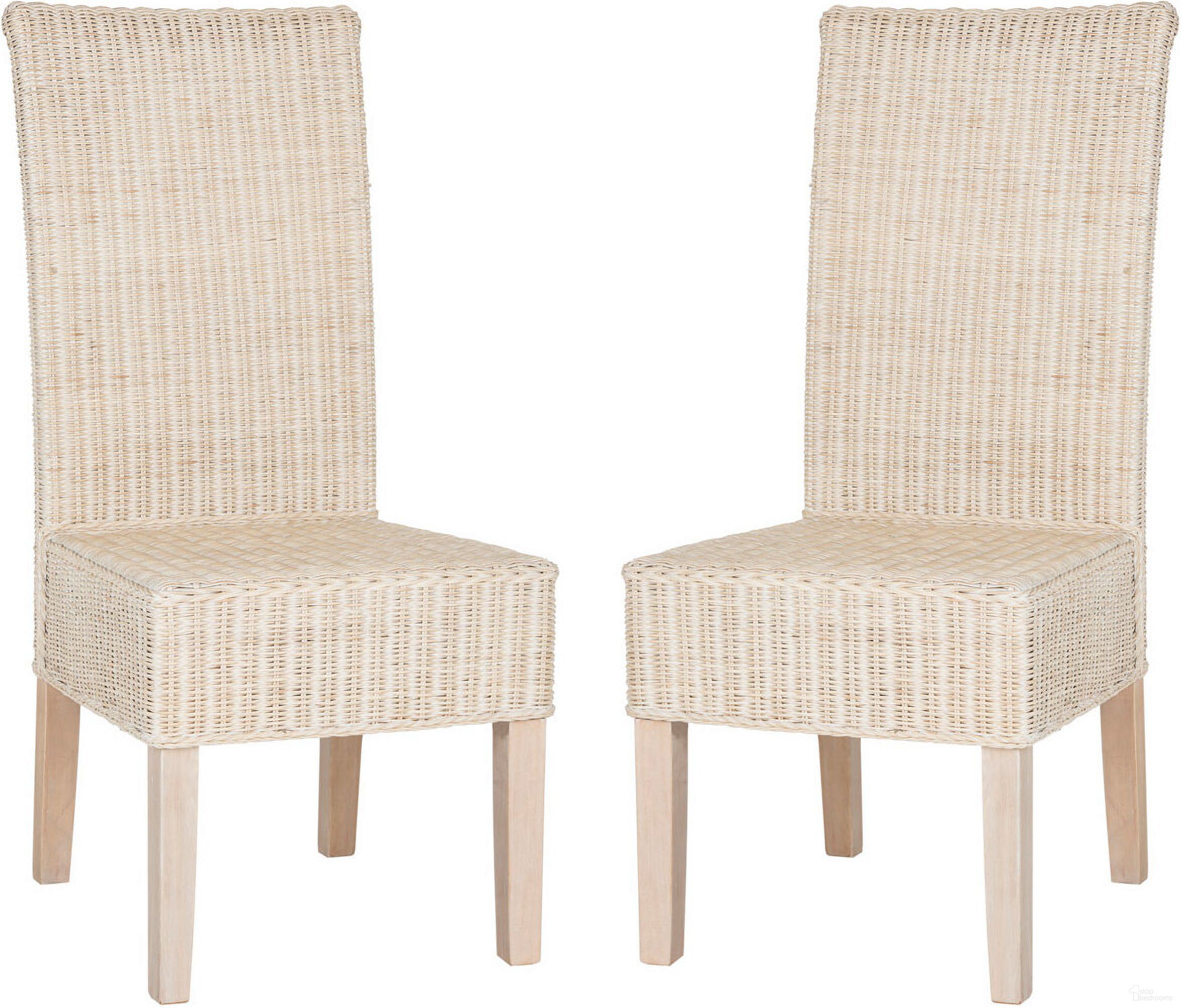 The appearance of Arjun White Washed Wicker Dining Chair Set of 2 designed by Safavieh in the modern / contemporary interior design. This washed white piece of furniture was selected by 1StopBedrooms from Arjun Collection to add a touch of cosiness and style into your home. Sku: SEA8013D-SET2. Material: Rattan. Chair Type: Side Chair.