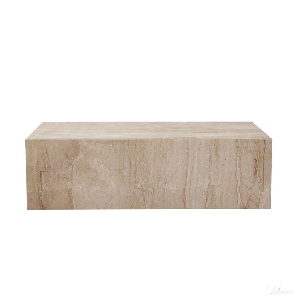 Ark Rectangle Cocktail Table In Genuine Beige Marble