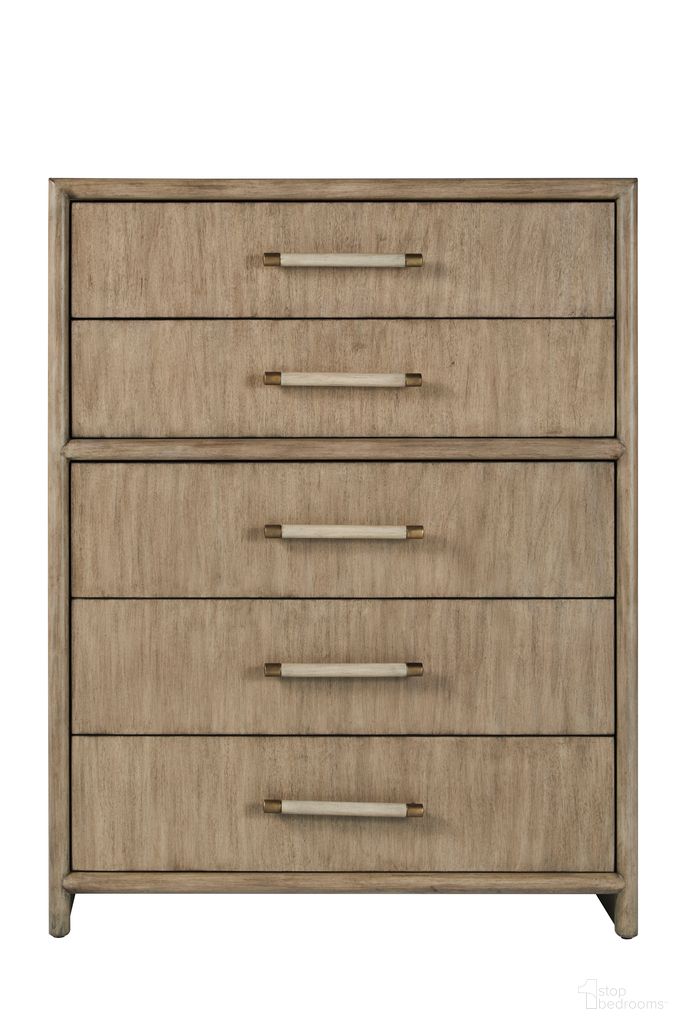 The appearance of Arlington 5-Drawer Chest In Nutmeg designed by American Woodcrafters in the transitional interior design. This nutmeg piece of furniture was selected by 1StopBedrooms from Arlington Collection to add a touch of cosiness and style into your home. Sku: 4300-150. Material: Hardwood.