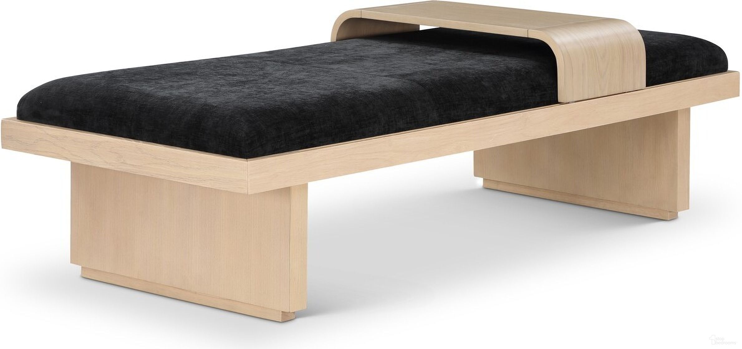Arlington Chenille Fabric Bench In Black/Natural