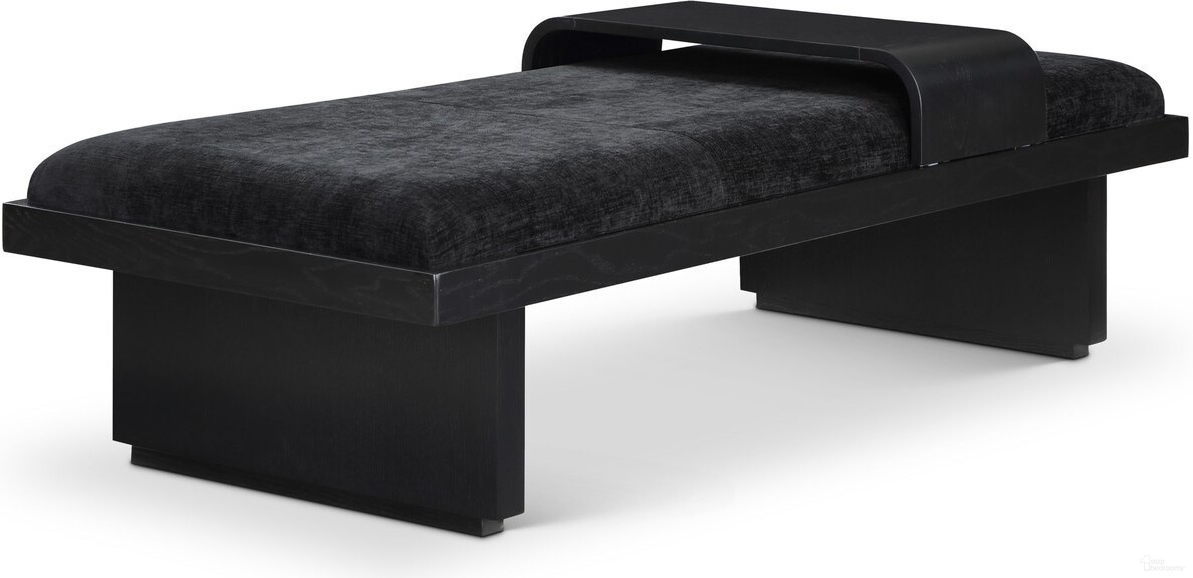 Arlington Chenille Fabric Bench In Black
