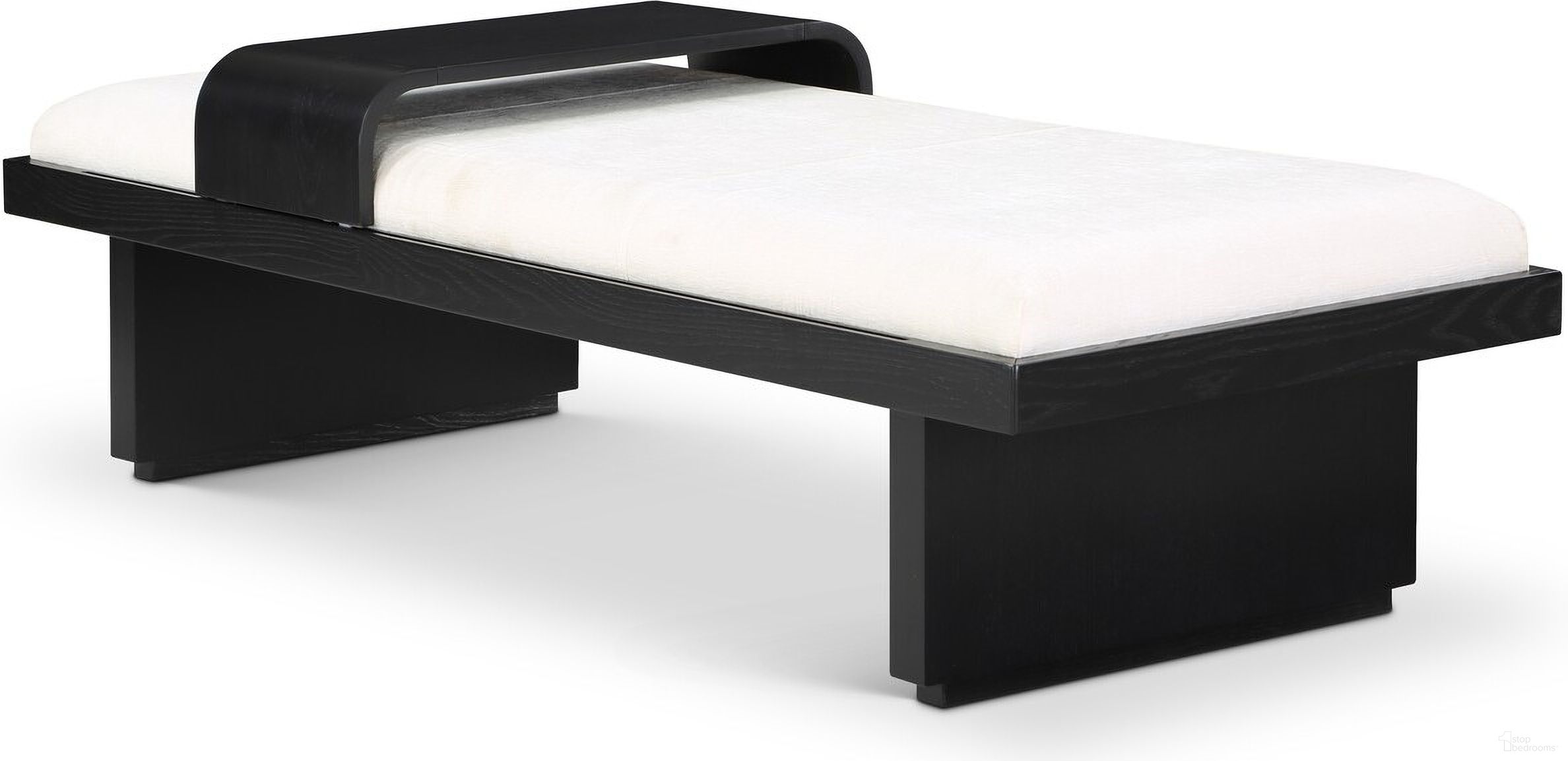Arlington Chenille Fabric Bench In Cream and Black