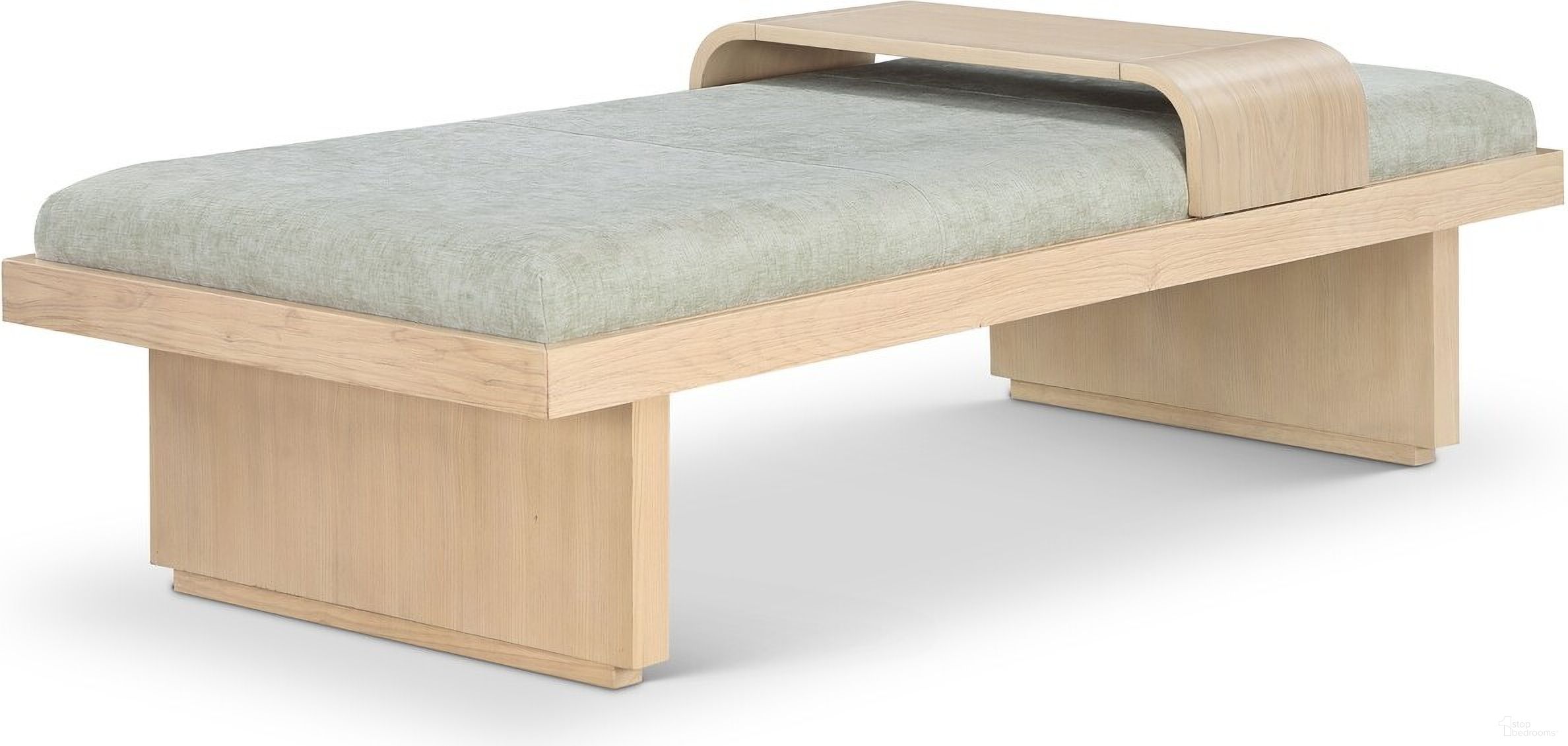 Arlington Mint/Natural Chenille Fabric Bench In Mint/Natural