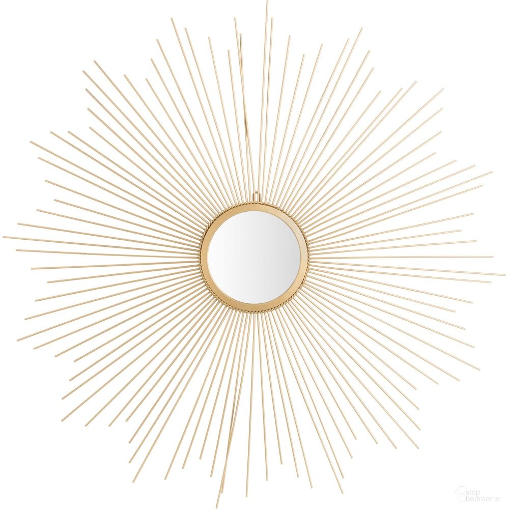 The appearance of Arlo Gold Sunburst Mirror designed by Safavieh in the modern / contemporary interior design. This gold piece of furniture  was selected by 1StopBedrooms from Arlo Collection to add a touch of cosiness and style into your home. Sku: MRR1032B. Material: Iron.