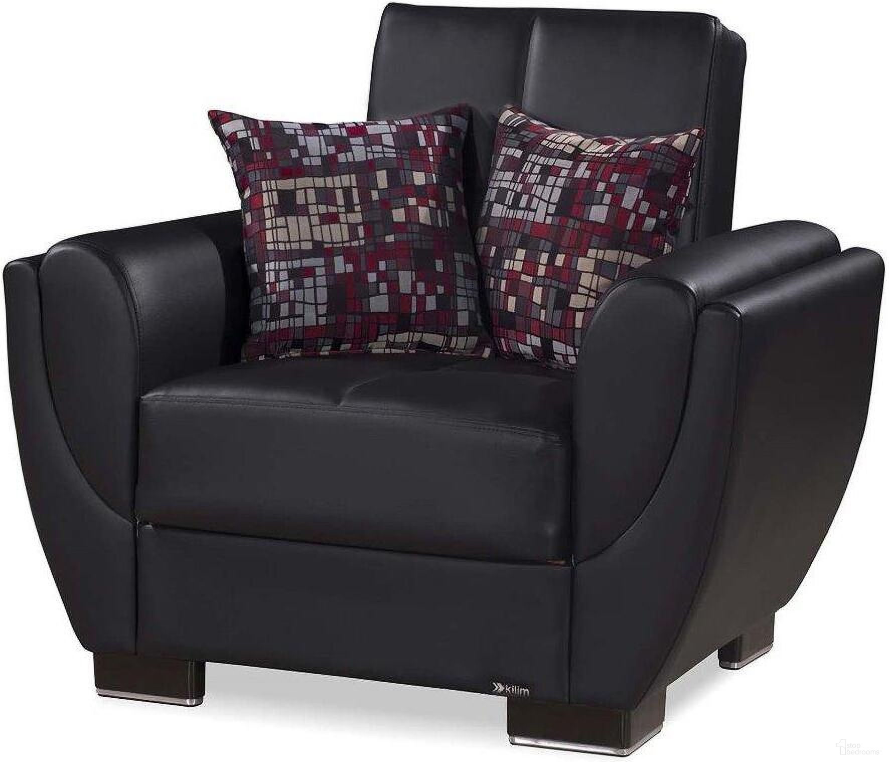 The appearance of Armada Air Upholstered Convertible Armchair with Storage In Black AIR-AC-115-PU designed by Casamode in the modern / contemporary interior design. This black piece of furniture was selected by 1StopBedrooms from Armada Air Collection to add a touch of cosiness and style into your home. Sku: AIR-AC-115-PU. Material: Leather.