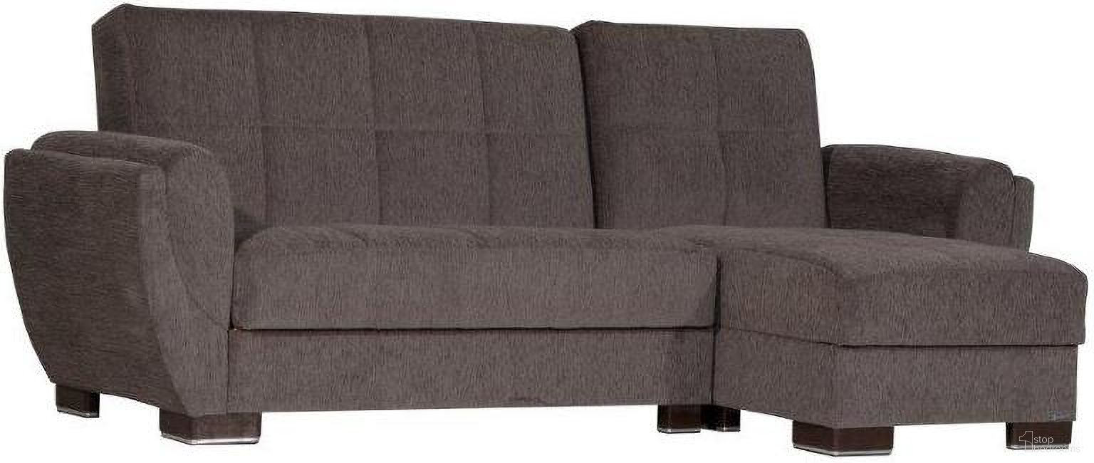 The appearance of Armada Air Upholstered Convertible Chaise Lounge with Storage In Gray AIR-CL-119 designed by Casamode in the modern / contemporary interior design. This dark gray piece of furniture  was selected by 1StopBedrooms from Armada Air Collection to add a touch of cosiness and style into your home. Sku: AIR-CL-119. Material: Chenille. Layout: Sofa & Chaise.