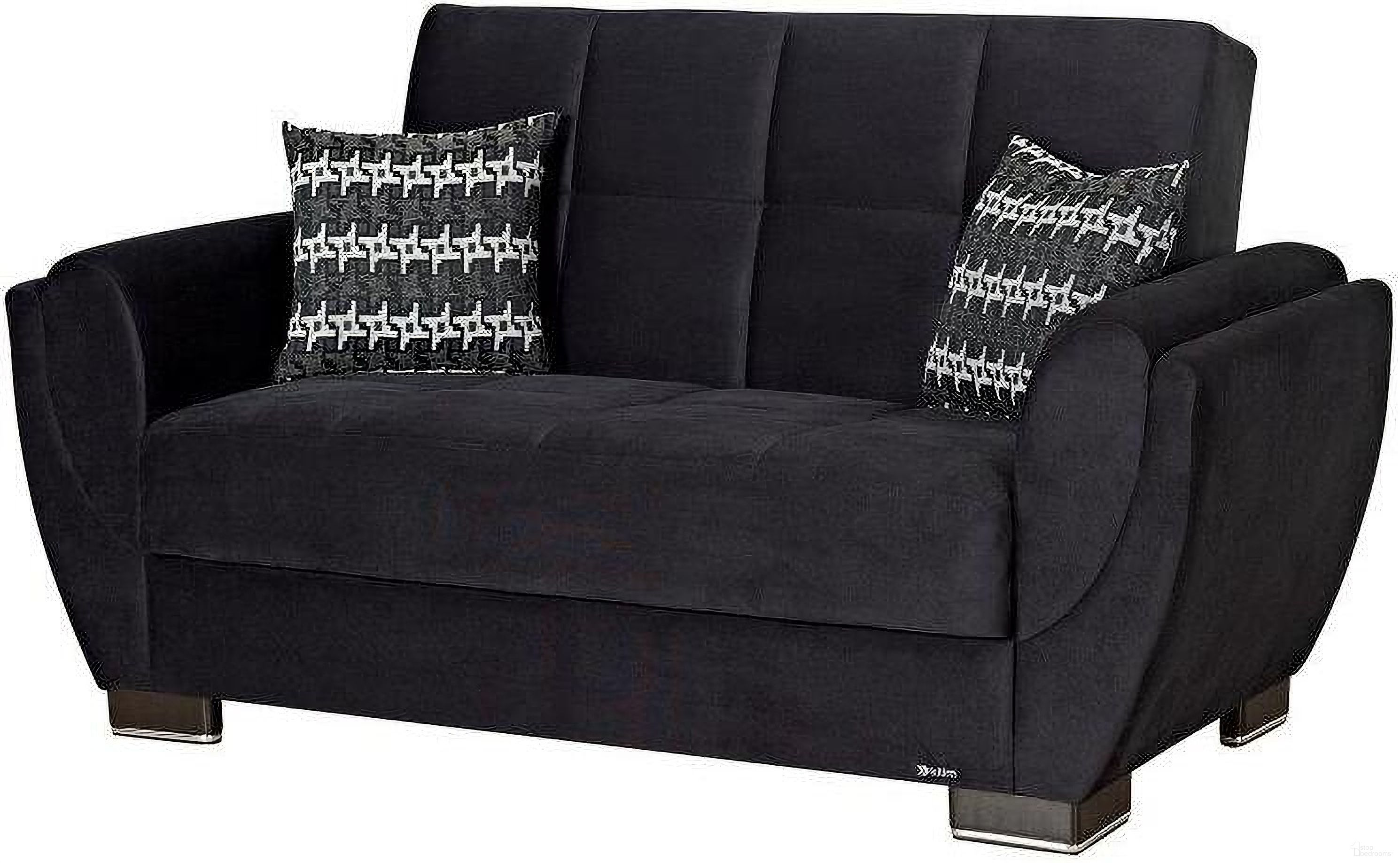 The appearance of Armada Air Upholstered Convertible Loveseat with Storage In Black designed by Casamode in the modern / contemporary interior design. This black piece of furniture was selected by 1StopBedrooms from Armada Air Collection to add a touch of cosiness and style into your home. Sku: AIR-LS-103. Material: Microfiber.