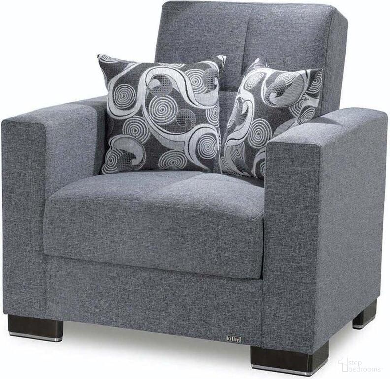Armada Upholstered Convertible Armchair with Storage In Gray ARM-AC-13