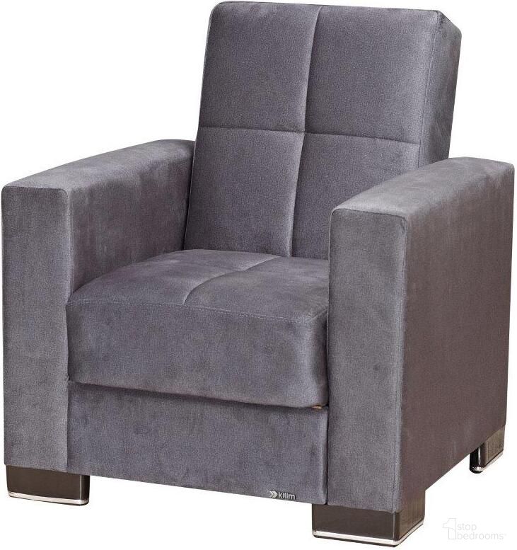 Armada Upholstered Convertible Armchair with Storage In Gray
