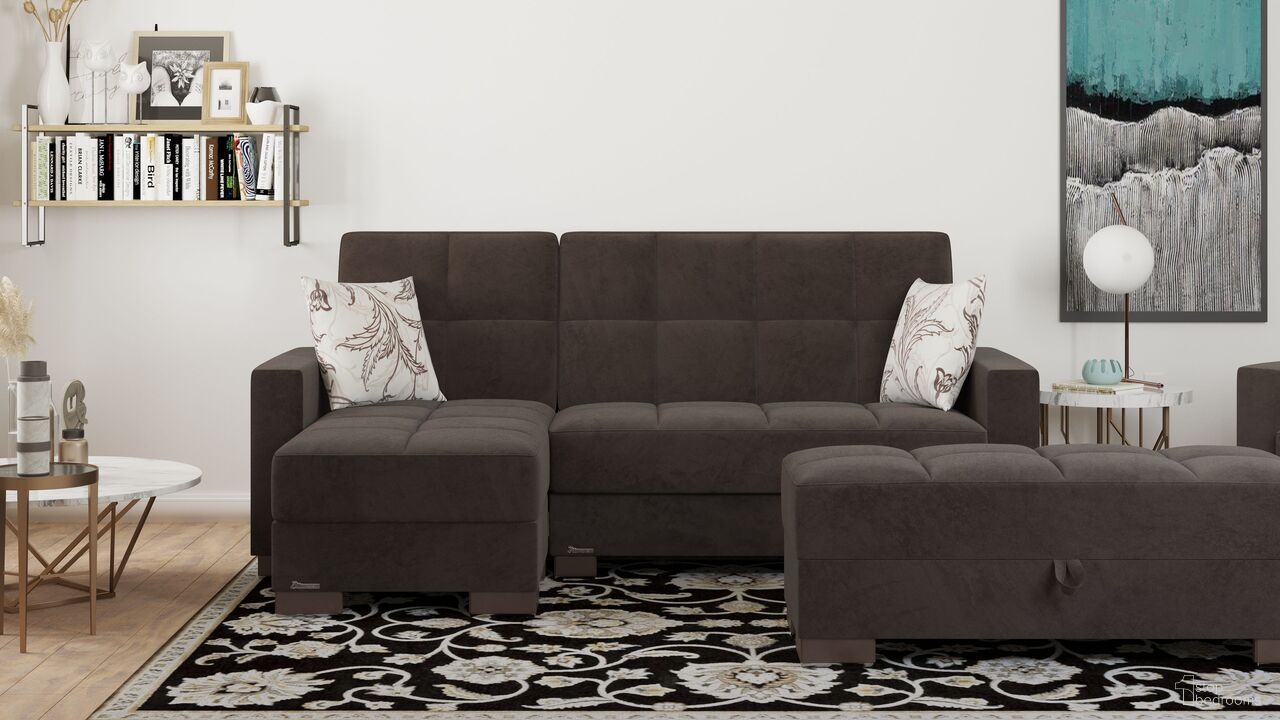 The appearance of Armada Upholstered Convertible Chaise Lounge with Storage In Brown designed by Casamode in the modern / contemporary interior design. This brown piece of furniture was selected by 1StopBedrooms from Armada Collection to add a touch of cosiness and style into your home. Sku: ARM-CL-8. Material: Chenille. Layout: L-Shape.